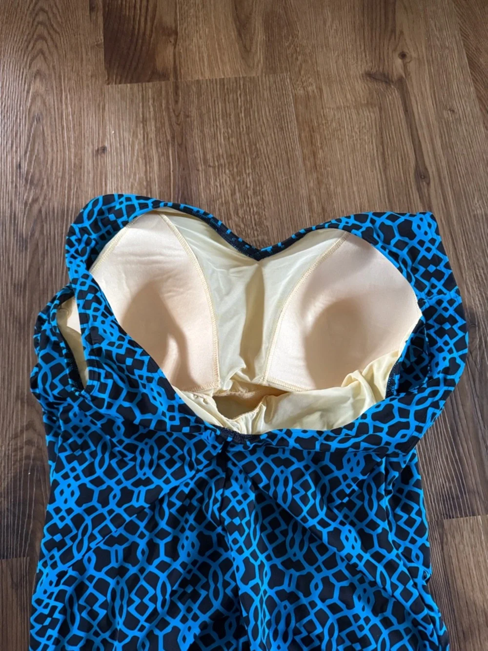 Lands' End Blue & Black Geometric Woman’s One-Piece Swimsuit 18W